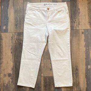 INC International Concepts Womens White Skinny Leg Crop Jeans Capris Size 6